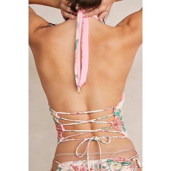 Free People x HAH In A Ruche Printed Deep V Reversible One Piece Swimsuit - Picture 12 of 16